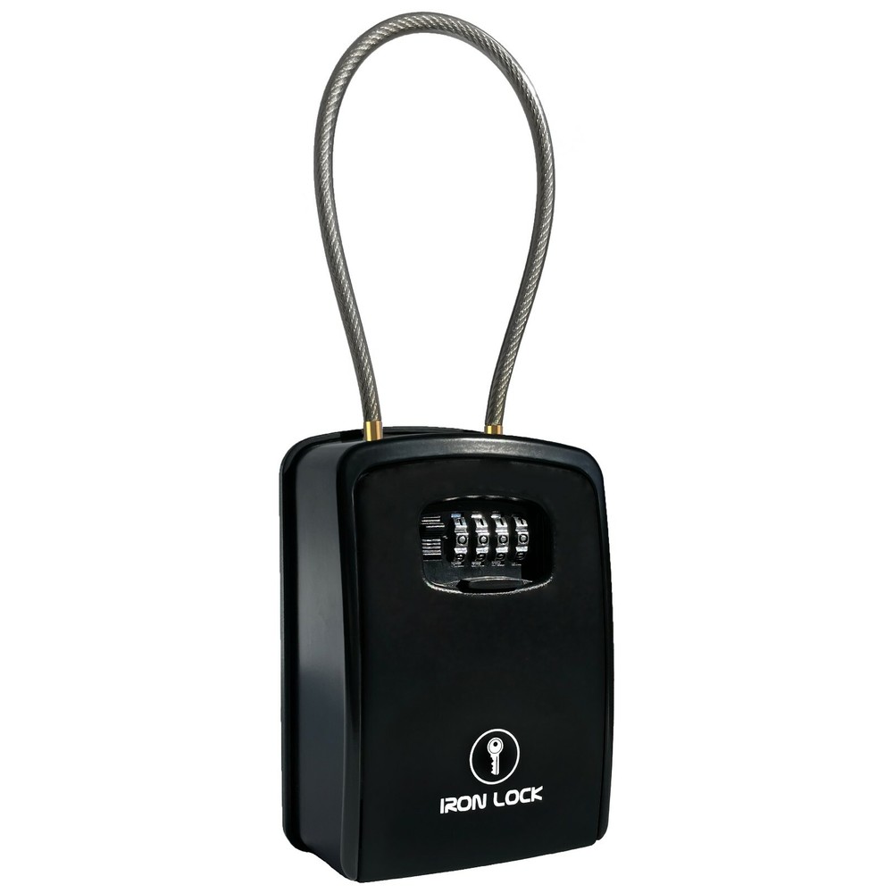 Iron Lock® - XXL Key Lock Box Portable and Wall Mounted with Removable Cable Sha