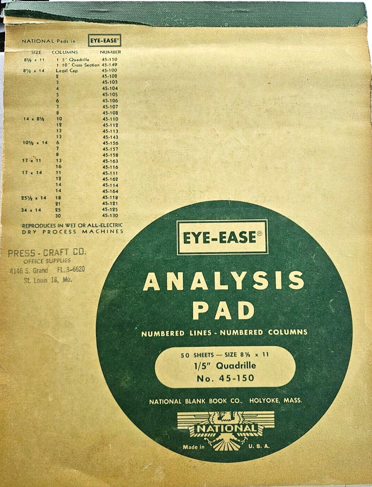 EYE-EASE Analysis Quadrille Notepad with Model Trainer layout in German