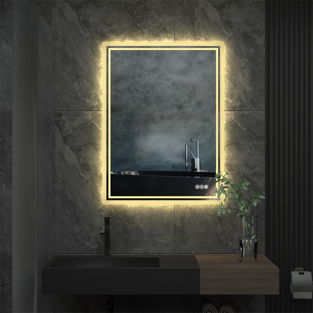 Smart Bathroom Mirror LED Memory Vanity Mirror Touch Sensor Anti-fog Wall Mirror