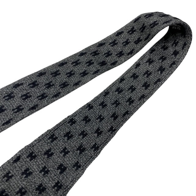 HERMES Tie Accessory Small Item All Over H Pattern H Logo Silk Gray