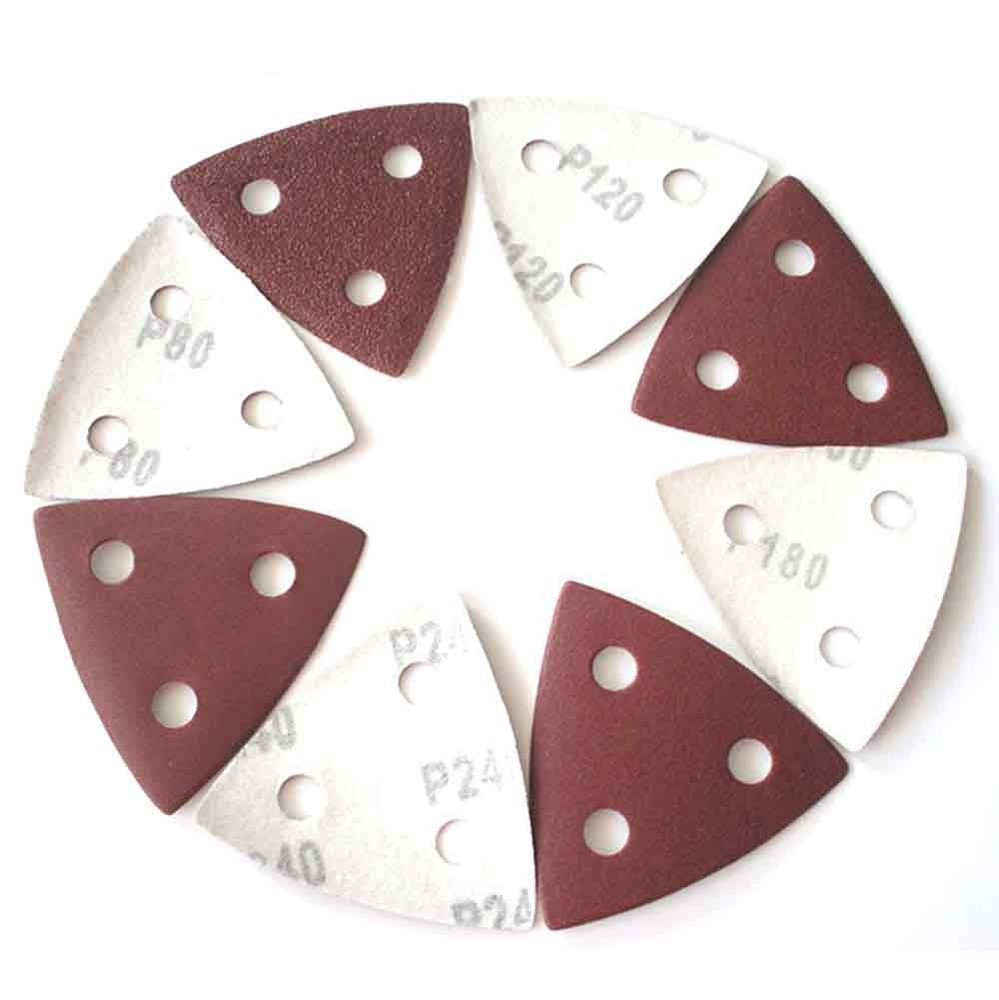80mm 3 Hole Sanding Sheets Triangle Mouse Detail Sander Pads 40-2000 Grit