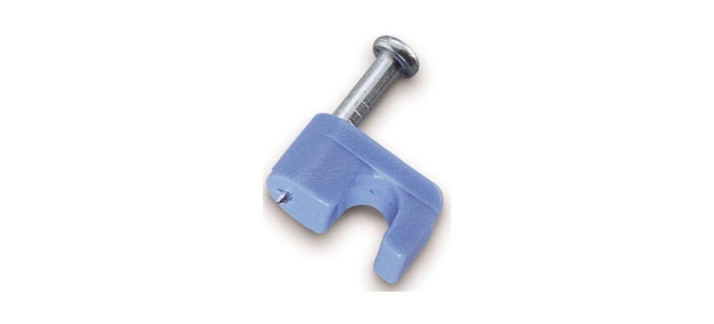 Poly Data Cable Staple, 1/4 in W Crown, Polyethylene Blue - pack of 25