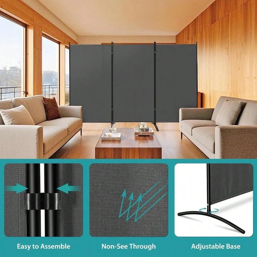 Room Divider, 3 Panel Folding Privacy Screens, Freestanding Room Divider Panel