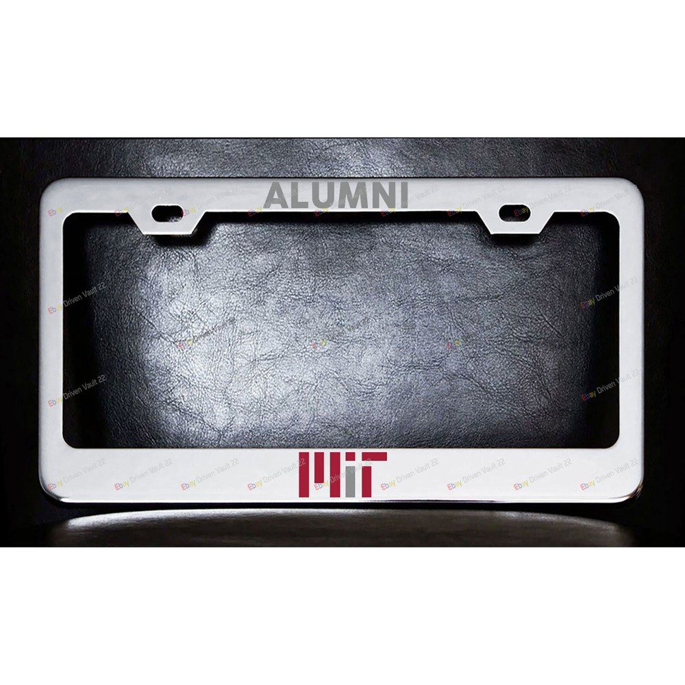 Mit Alumni Custom Made Chrome Metal License Plate Frame +Screw Caps