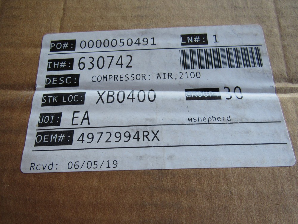 Cummins Air Compressor 4972994RX