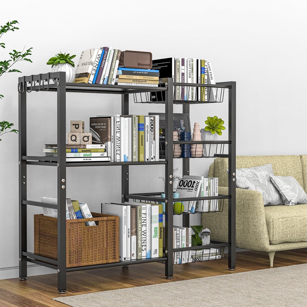 Storage Rack Kitchen Baker's Rack - 3 Tiers 4 Baskets, Utility Coffee Bar, Fr...