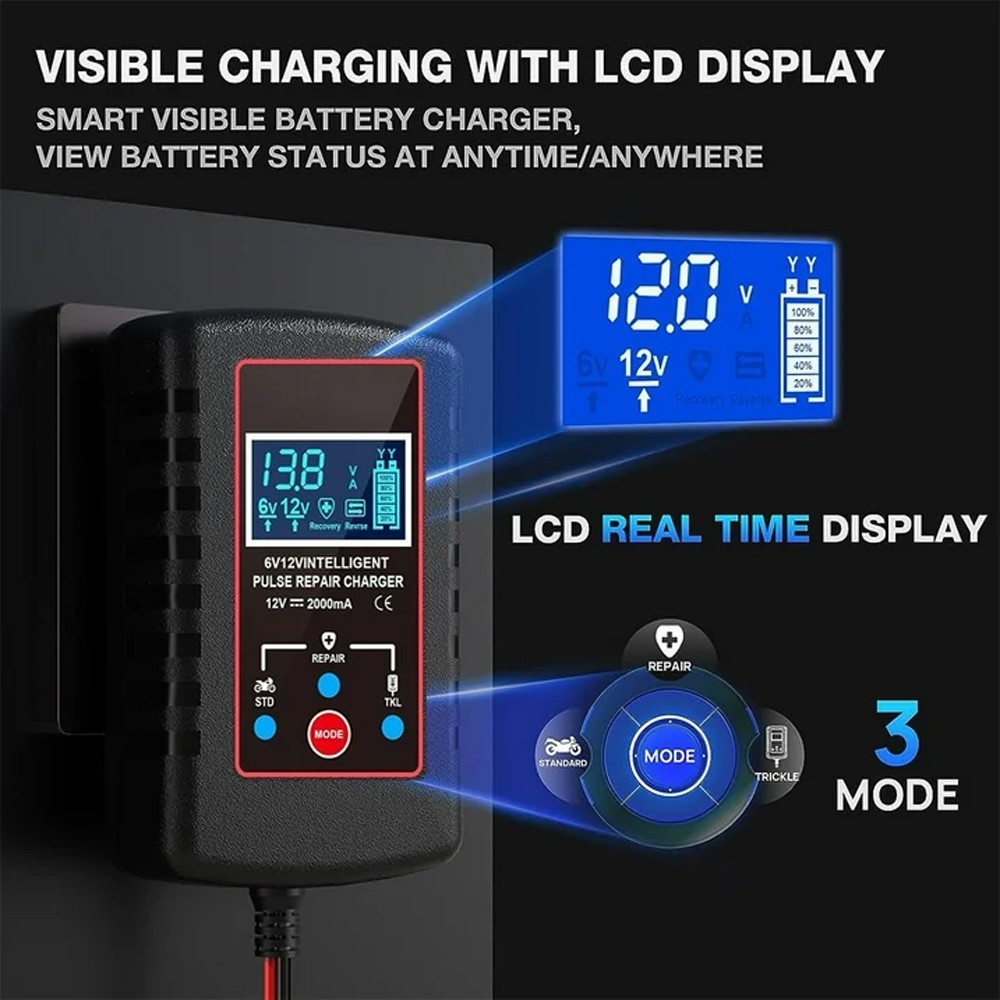 Automatic Battery Charger Maintainer Motorcycle Trickle Float For Tender 6V 12V