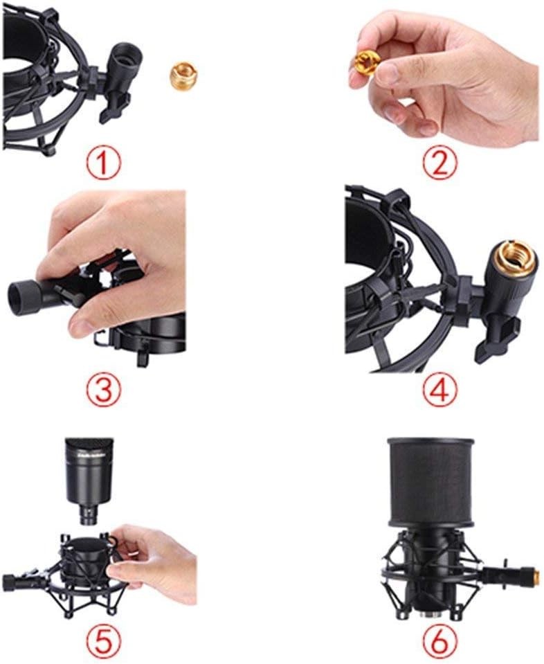 Microphone Shock Mount with Pop Filter, Mic Anti-Vibration Suspension Black