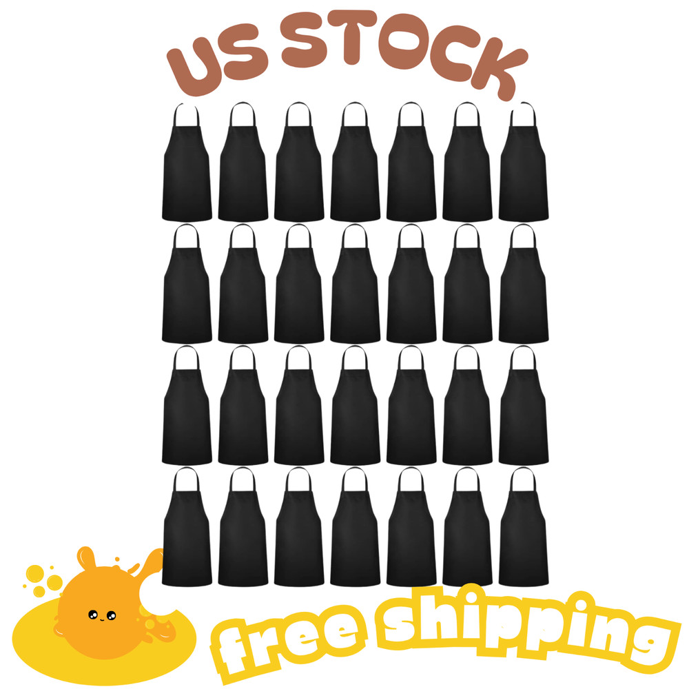 36-Pack Bulk Bib Aprons - Adjustable Unisex Professional Aprons (Black