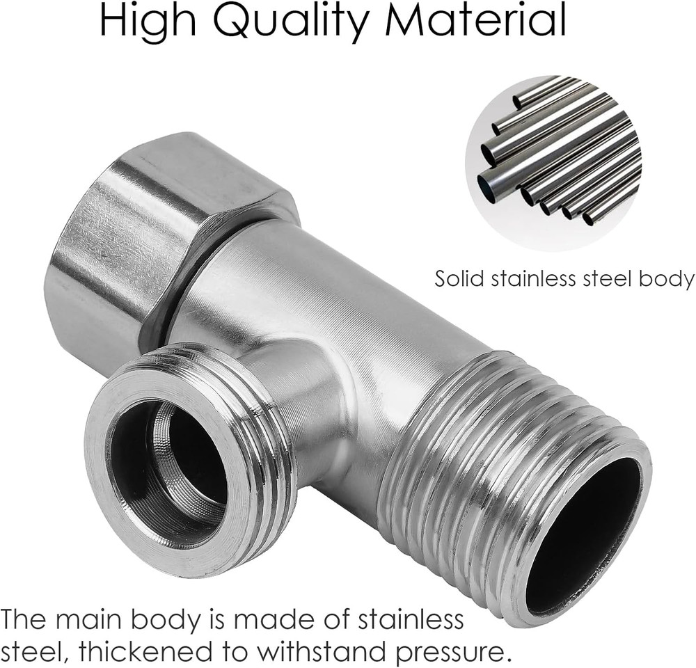 2Pack Solid Brass G1/2" 3 Way Diverter Valve - Hose Fitting Tee, 3 Way Shower Di