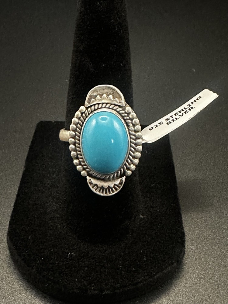Sleeping Beauty Turquoise Adjustable Ring, Sterling Silver