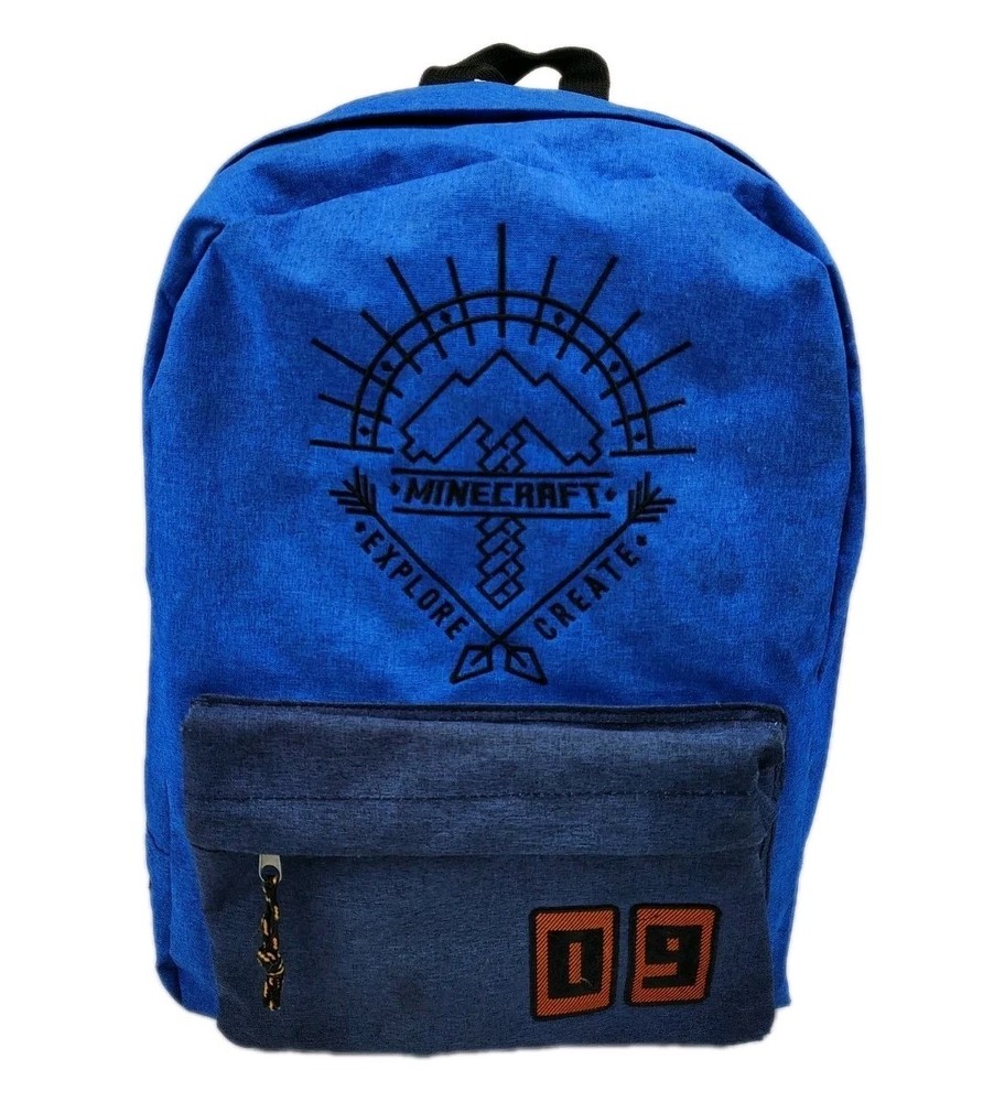 Bioworld Minecraft Explore Create Backpack ~17"x12"x7" Blue School Stitched Bag