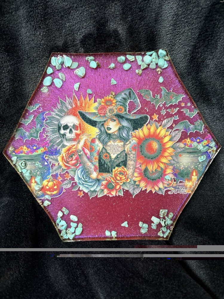 7” By 8” Witchy Turquoise Flowering Piece