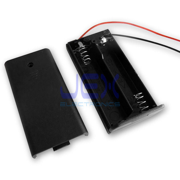 Twin/2X/Two AA DIY Battery Holder Case Box 3V With Power Switch & Bare Wire Ends