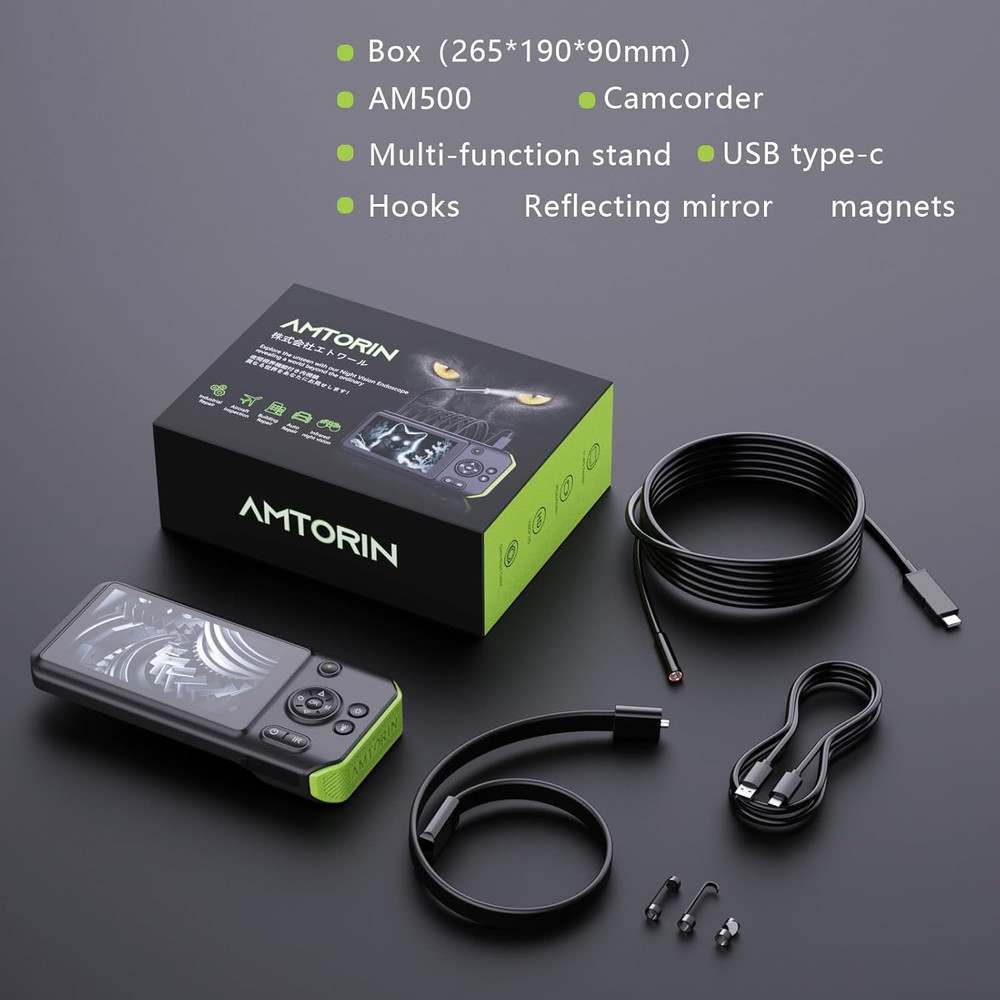 Borescope with Night Vision Function Endoscope Borescope Camera Diameter 0.34In