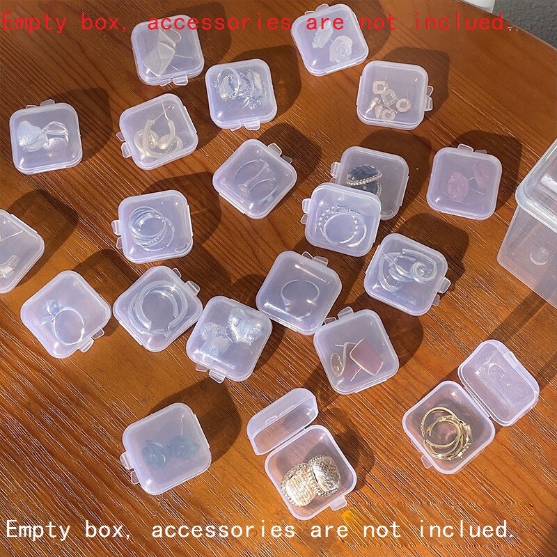 50/100PCS Mini Plastic Boxes Clear Small Jewellery Storage Container Empty Box