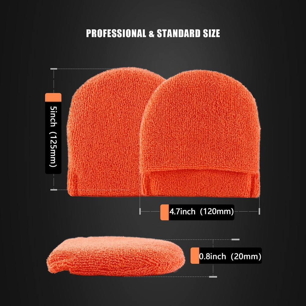 SPTA 1Pc Orange Microfiber Applicator Pad with Finger Pocket for Applying Wax