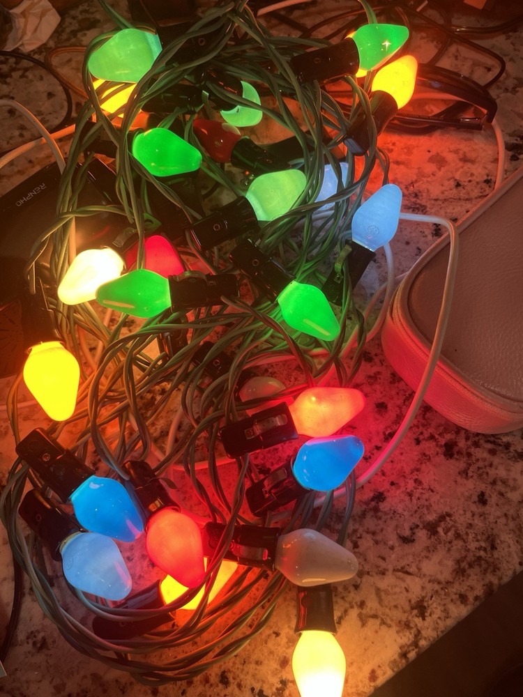 Vintage GE Christmas Bulb Light Set With Box