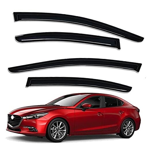 Extra Durable Outside-Mount Auto Vent Window Visor, Fits 2014-2018 Mazda 3