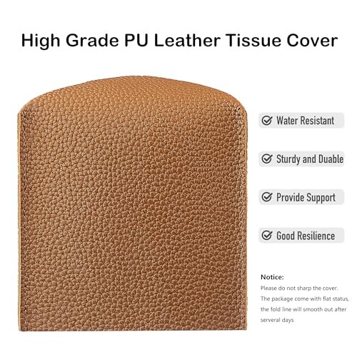 Tissue Box Cover Square PU Leather Tissue Holder for Bathroom, Cube Décorative