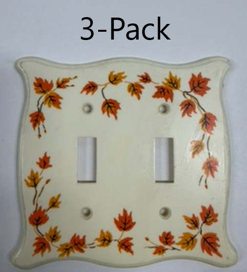 White Plastic 2-Gang Switch Cover (3-Pack) Fall Leaves Vintage NOS