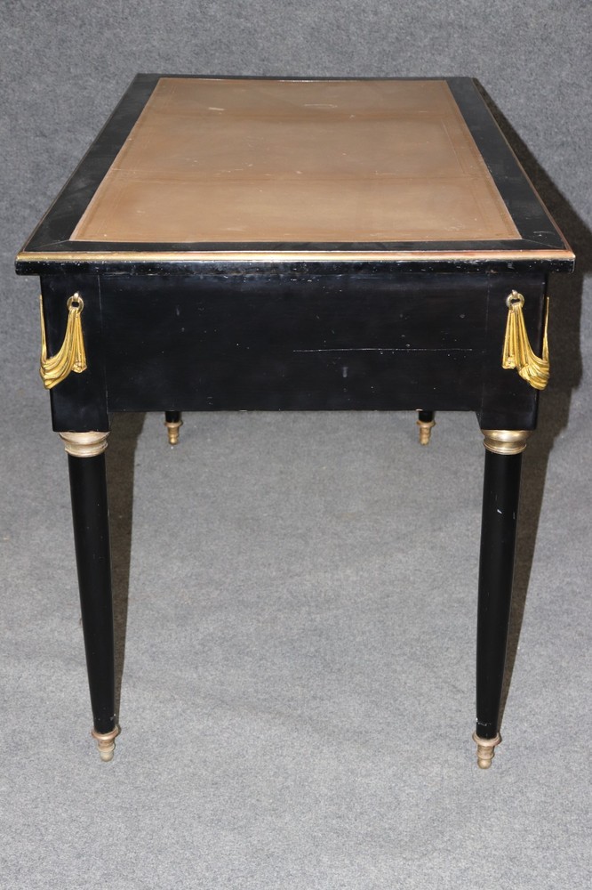 Maison Jansen Attributed Ebonized Leather Top Louis XVI Writing Desk