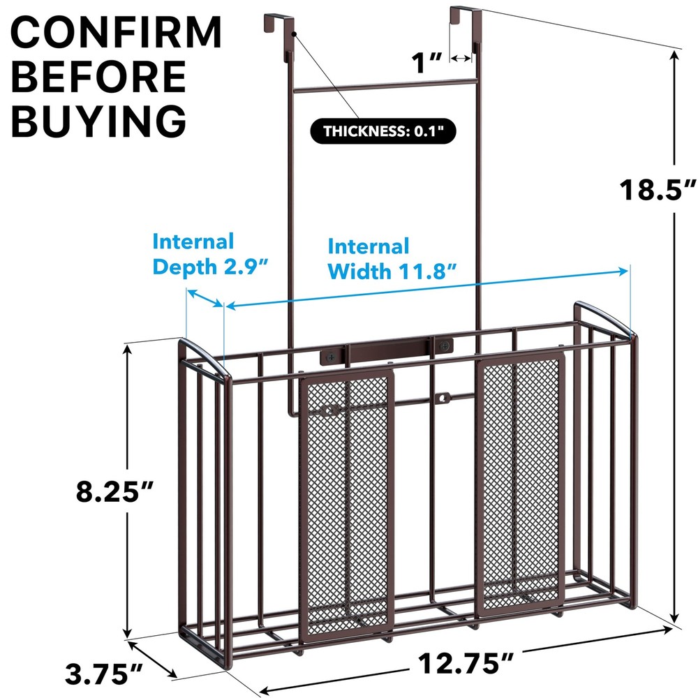 Over Cabinet Door Organizer, Mesh Bronze