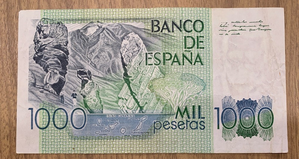1982 Spain 1000 Pesetas Note P #158