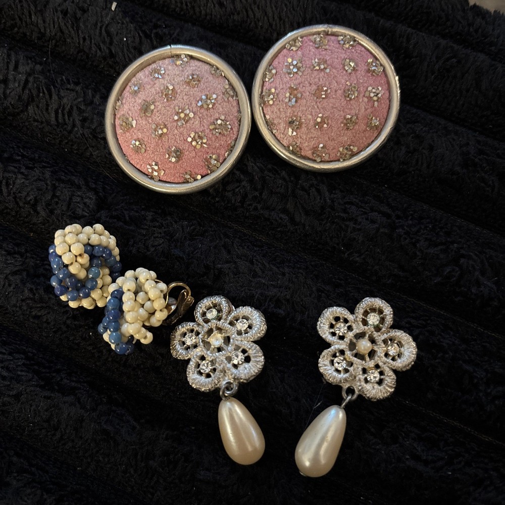 Vintage Clip-on Earrings Mixed Lot 3 Sets