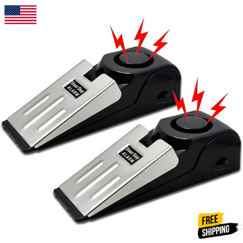 2 Pack Security Door Stop Alarm 120DB Hotel Home Portable Security Safety Tool