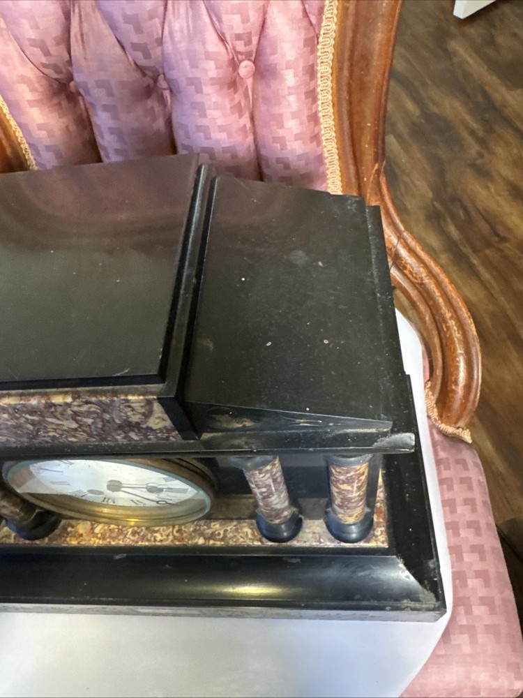 HUGE ANTIQUE FRENCH CLASSICAL MARBLE MANTLE CLOCK