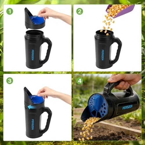Multi-Use Handheld Spreader for Fertilizer, Grass Seed & Ice Melt - 84 Oz Capaci