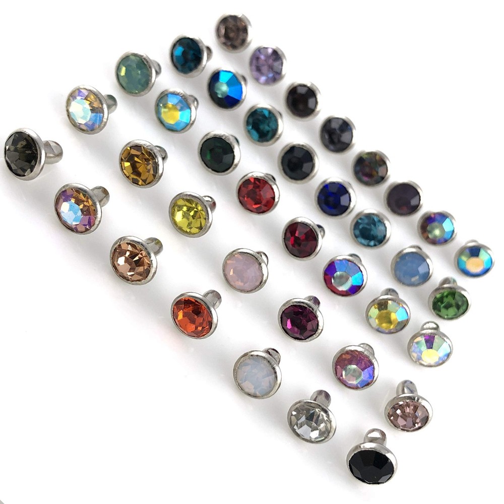 Mixed Colors CZ Crystal Rivets 100 Sets 6MM Rhinestone Rapid Studs Silver