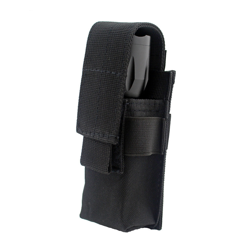 US Molle Flashlight Pouch Holster Utility Tools Pouch Adjustable Hook Loop Flap