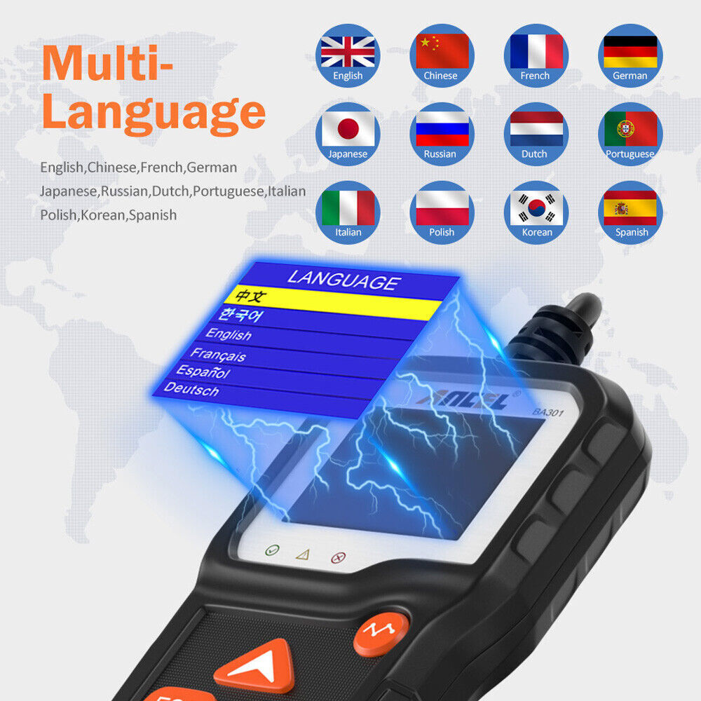 ANCEL BA301 Car Battery Tester 12V Load Tester Charging System Digital Analyzer