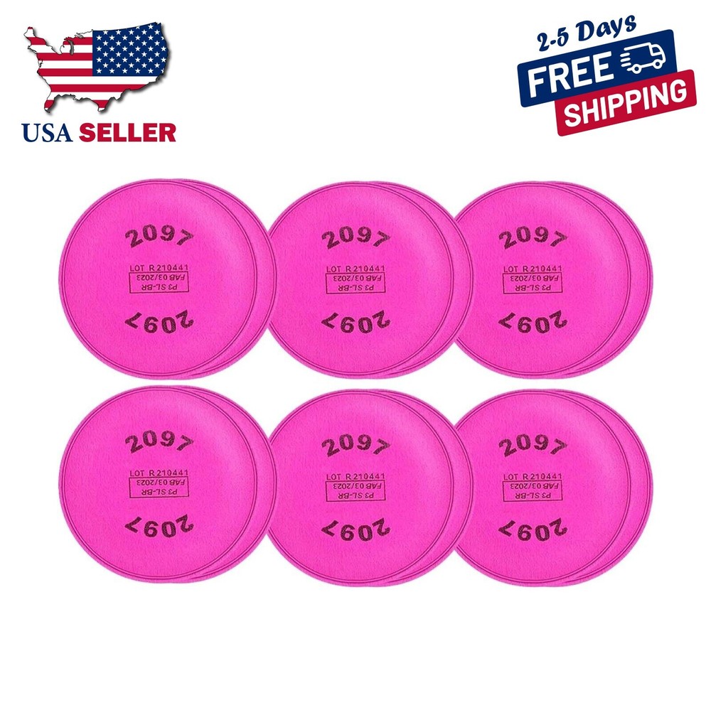 12 Pcs (6Pack) 2091 P-100 Particulate Filter Cotton Use for Against Dust