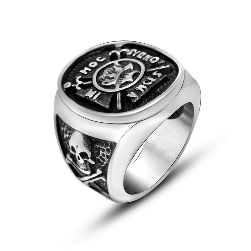 Crusader Knights Templar Masonic Cross Rings Stainless Steel Men's Biker Ring