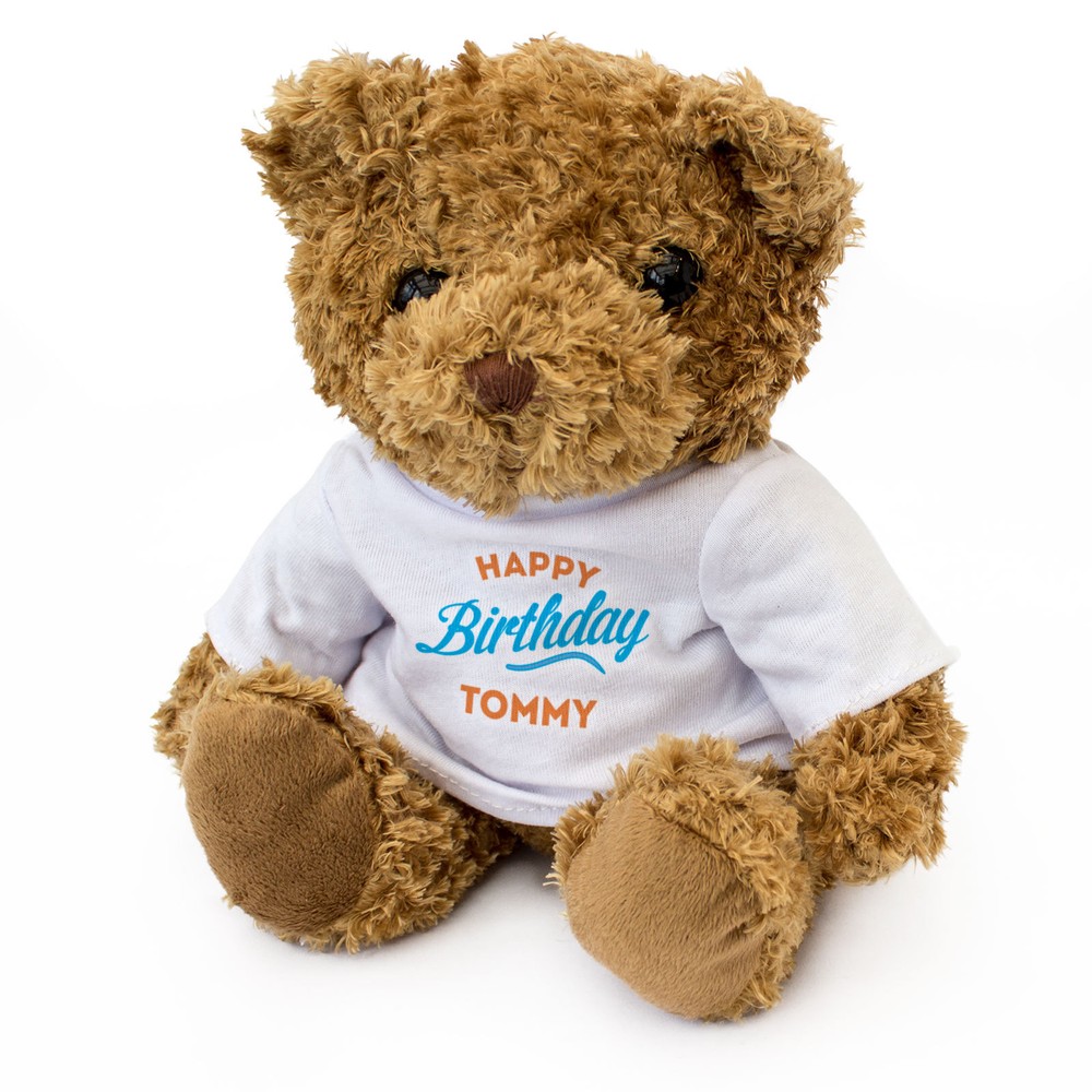 NEW - HAPPY BIRTHDAY TOMMY - Teddy Bear - Cute Soft Cuddly - Gift Present