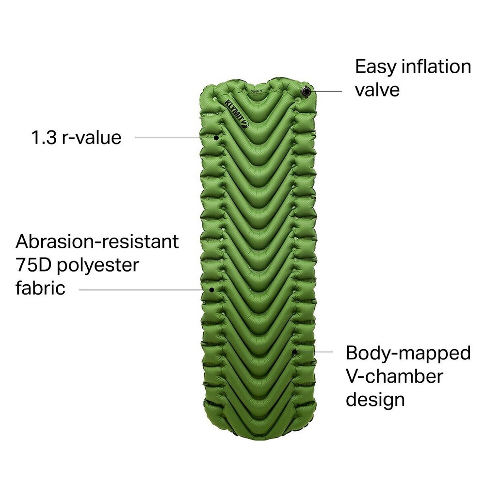 KLYMIT STATIC V Sleeping Pad GREEN NEW