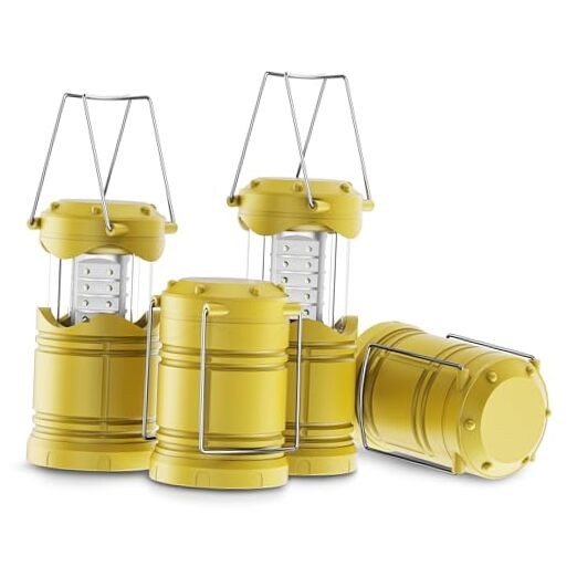 4 Pack LED Camping Lanterns, Battery Powered Camping Lights LED Yellow