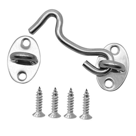 4 Pack 3" Hook and Eye Gate Latch, Stainless Steel Rust 3 inch(4pcs) Silver