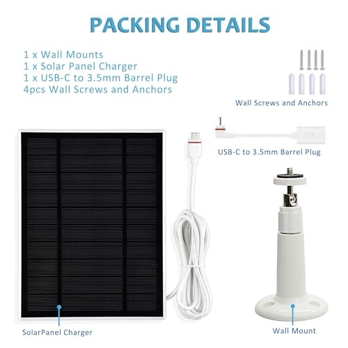 Solar Panel for Ring Cameras,1Pack Solar Panel Compatible with Ring 1 Pack