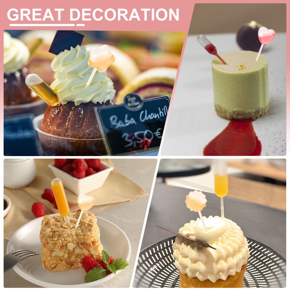 Cupcakes Pipettes, 50 Pcs 4ml Dessert Pipettes, Clear, Star Shape