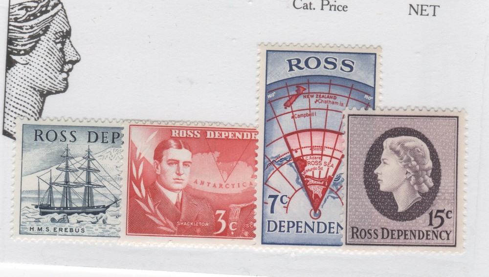 ROSS DEPENDENCY # L5-L8 decimal set VFNH Antarctica MAP TALL SHIP