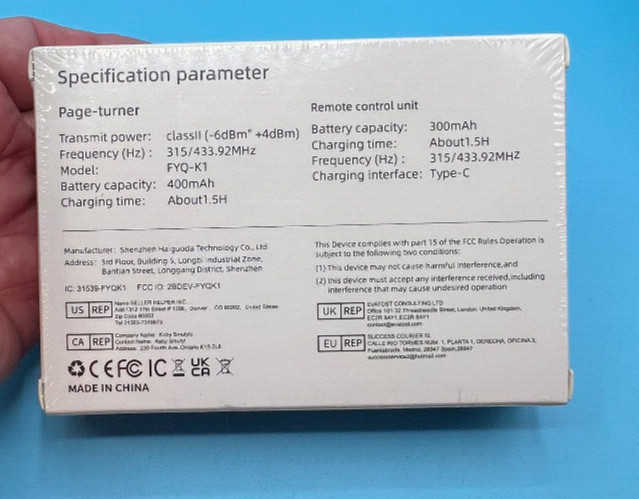 SyceluRF Remote Control Page Turner for Kindle Paperwhite/iPhone/iPad/Android K1