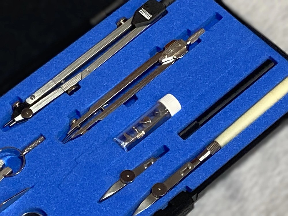 Vintage UCHIDA KD Drafting Tool Set Compass Divider Technical Drawing Japan