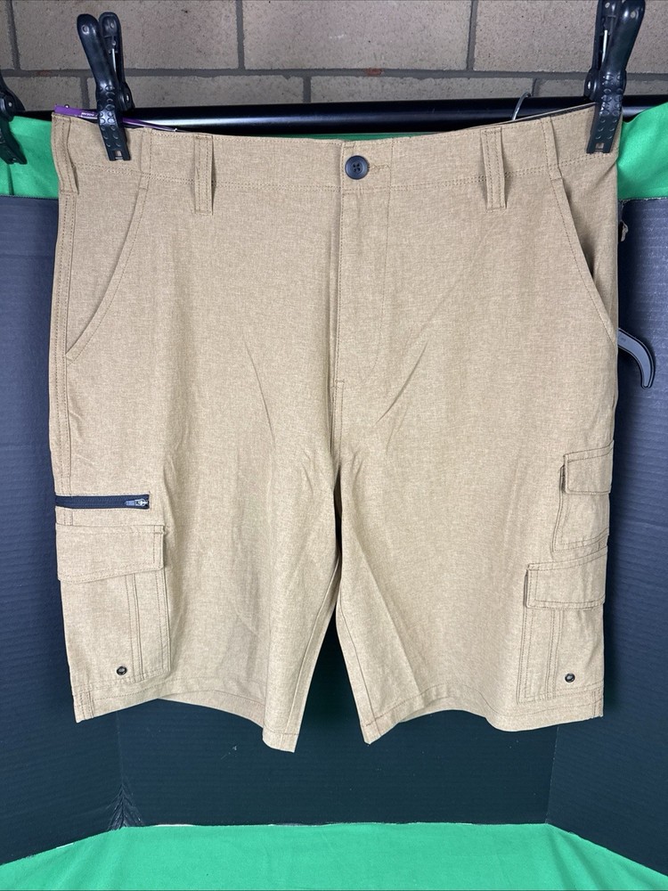 Iron Co Men's Stretch Tech Short Size 34 Camel