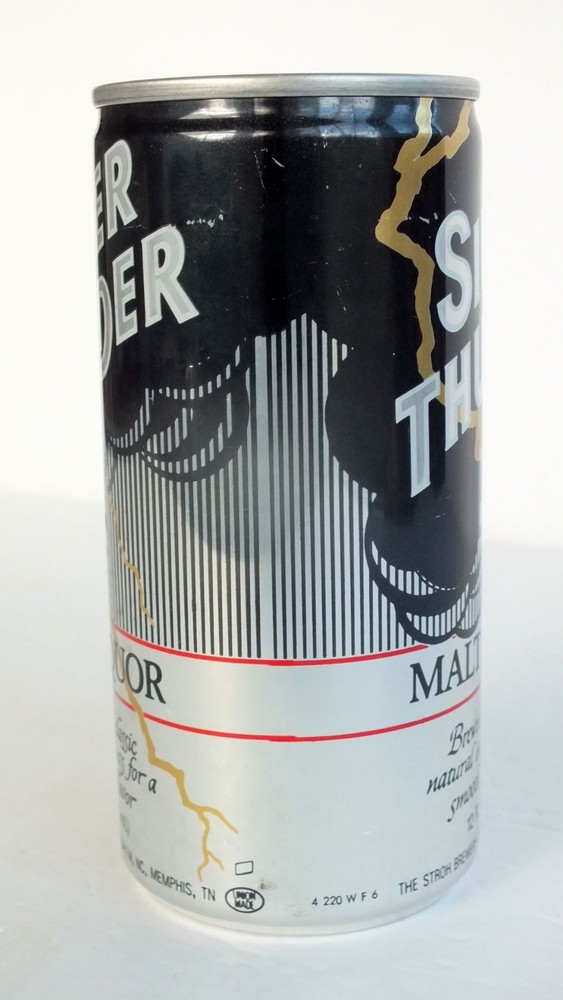 Stroh's Silver Thunder Malt Liquor - Empty Beer Can - Bottom Opened
