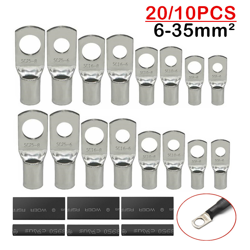 6-35mm² Tinned Copper Lugs Ring Terminals Battery Welding Wire  Cable Connectors