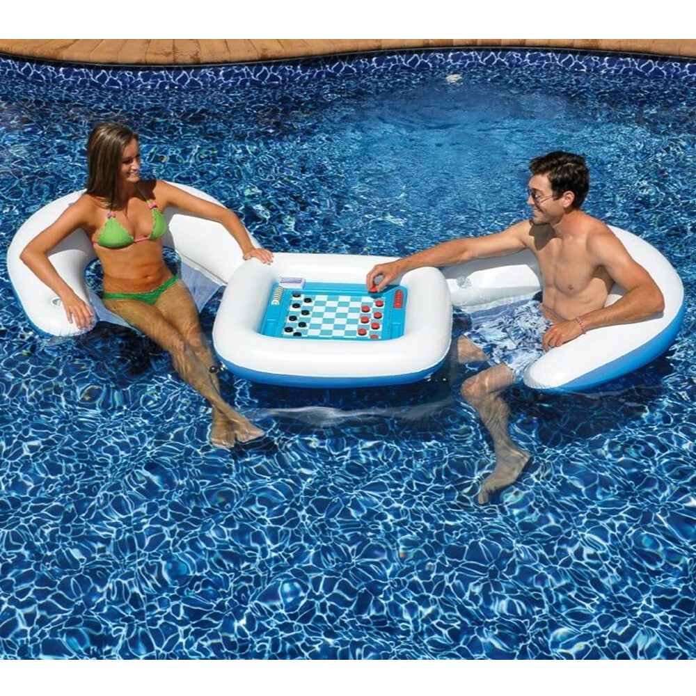 Swimline 90675 Inflatable Swimming Pool Game Station Float w/ Seats & Table